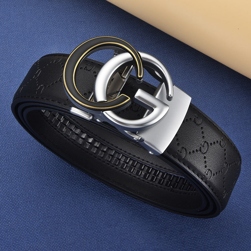 Ceinture homme en cuir à motifs et boucle automatique