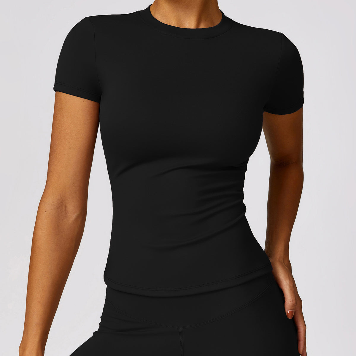 T-shirt de sport femme ajusté à manches courtes