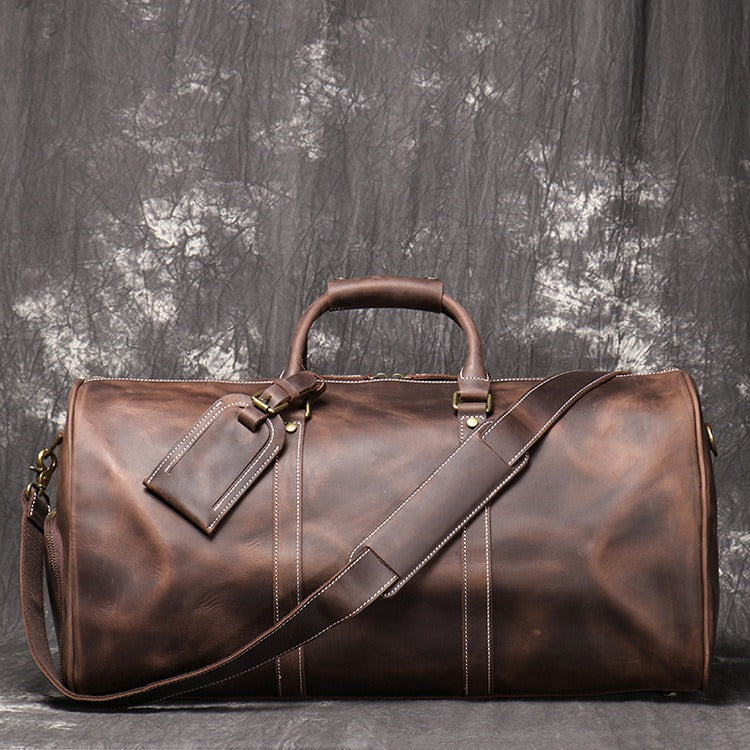 Sac de voyage en cuir de vachette style rétro