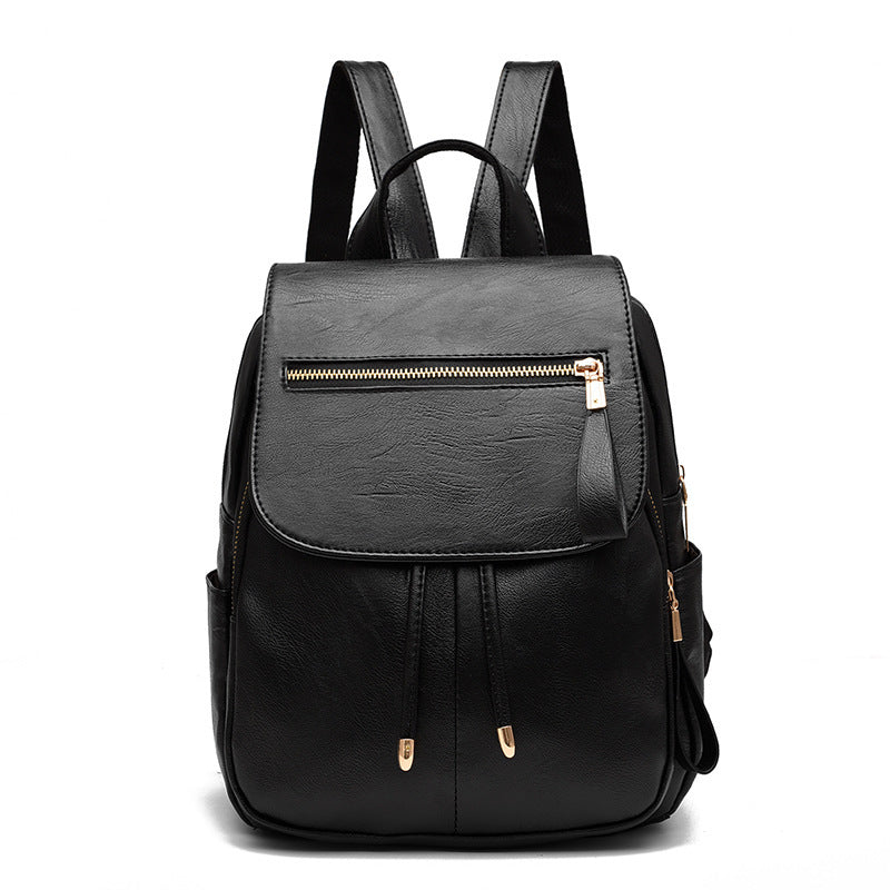 Soft leather travel backpack
