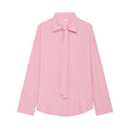 Chemise femme à fines rayures et col lavallière