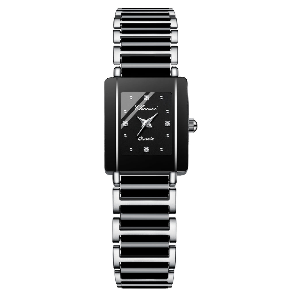 Montre Couple Carrée Céramique Quartz – Homme & Femme, Bracelet Céramique Élégant