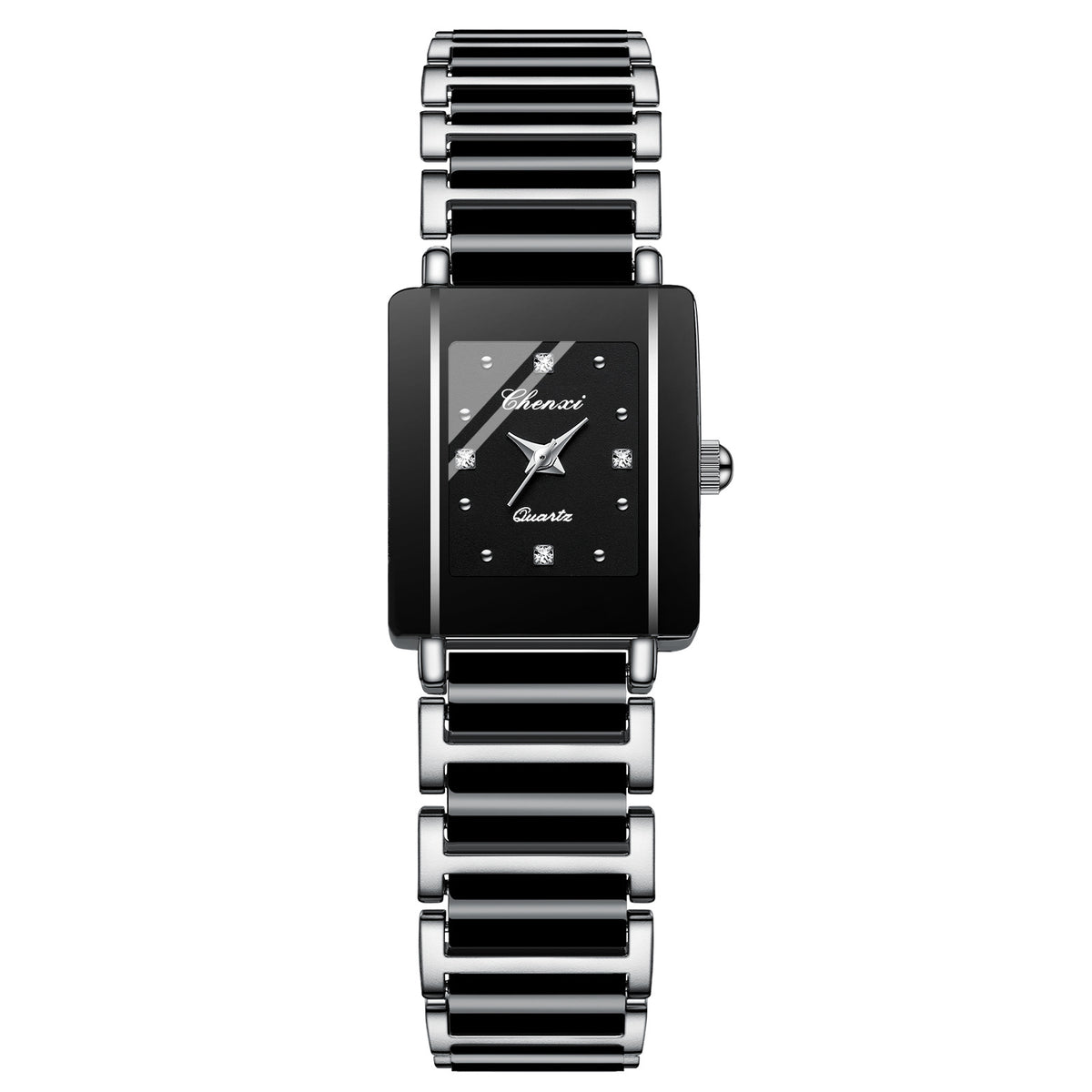 Montre Couple Carrée Céramique Quartz – Homme & Femme, Bracelet Céramique Élégant