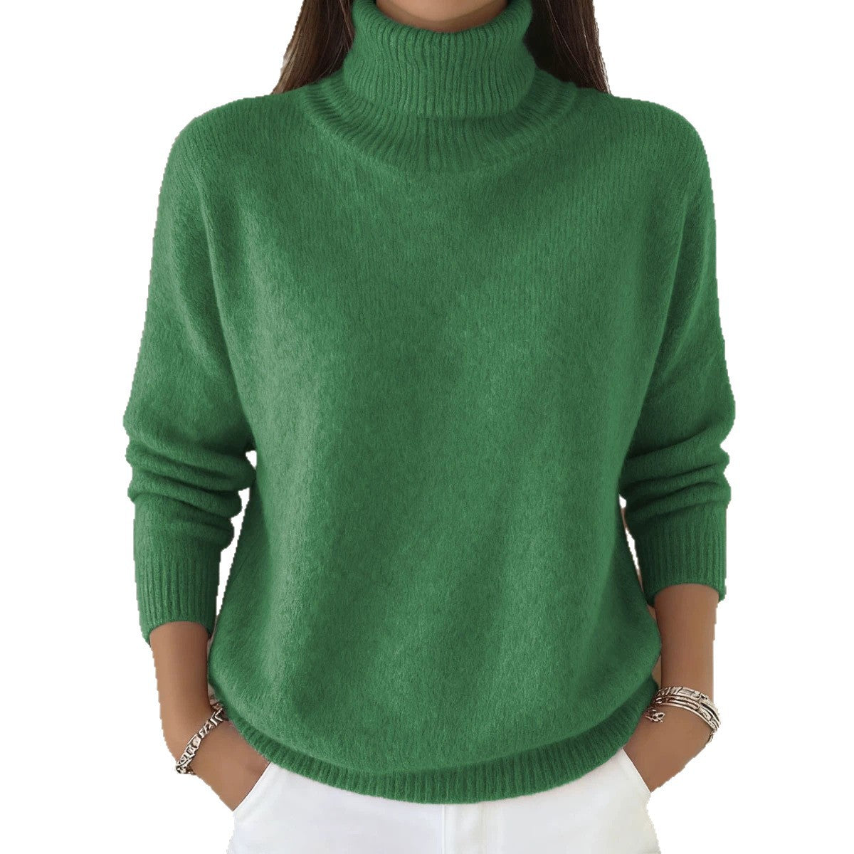 Oversized-Strickpullover mit Stehkragen für Damen