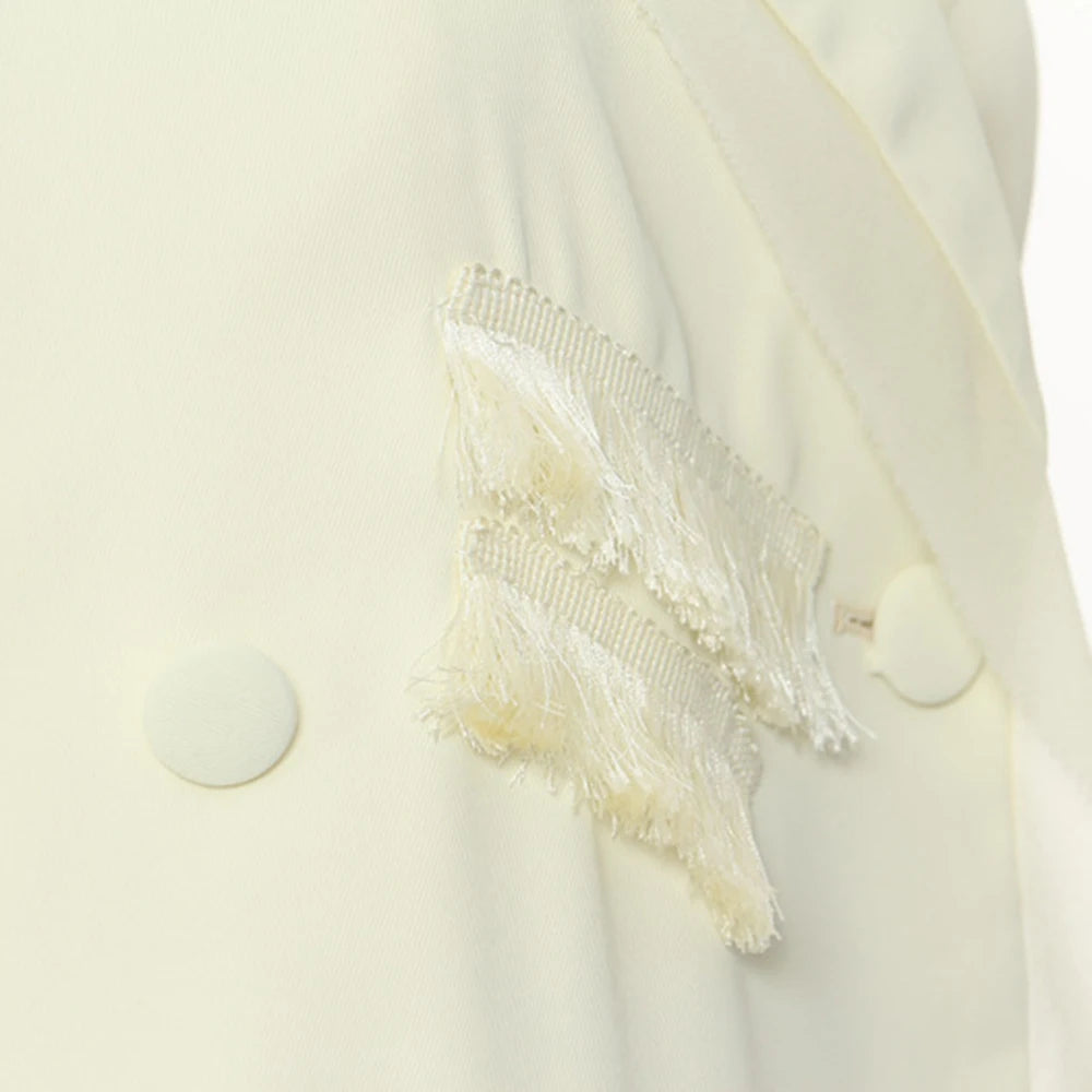Blazer Femme Élégant – Abricot, Détails Volantés
