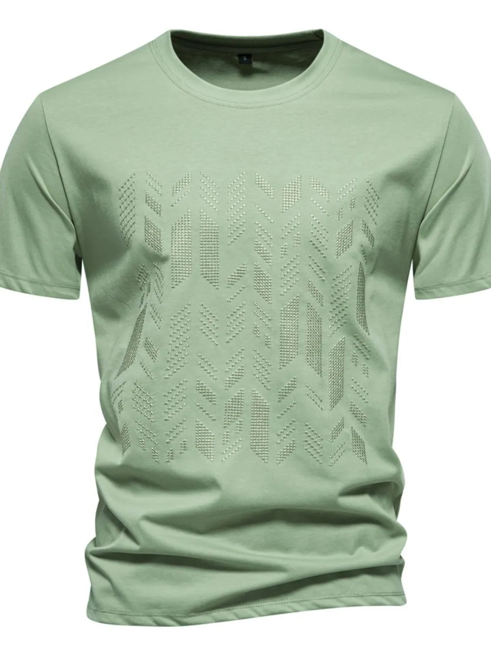 T-shirt homme à motifs géométriques brodés, col rond