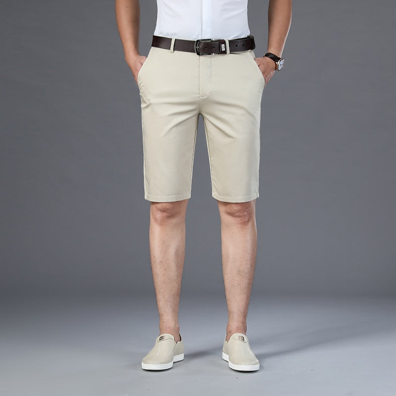 Bermuda chino homme droit en coton mélangé extensible