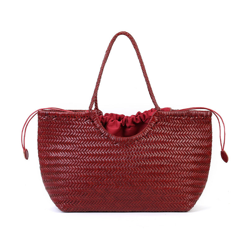 Women's Large Capacity Woven Bag – Genuine Leather Street Fashion