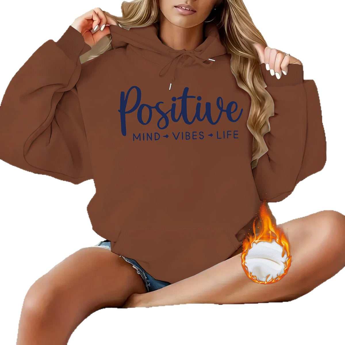 Sweat à capuche femme épais à lettres imprimées
