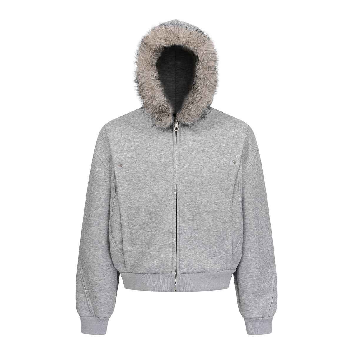 Sweat zippé homme à capuche bordée effet fourrure – Coupe ample