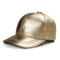 Casquette femme dorée en cuir à visière incurvée