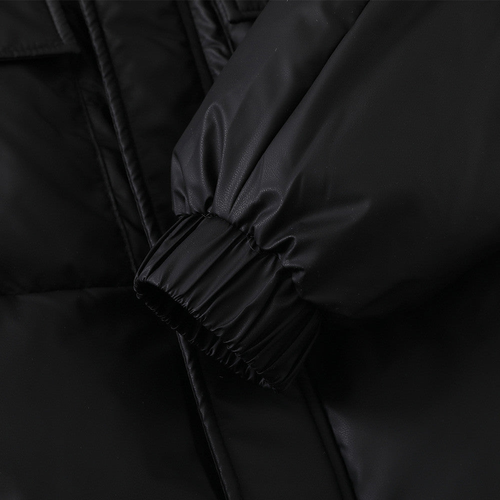 Doudoune homme noire en duvet à capuche, coupe ample
