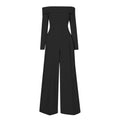Autumn New Goddess Fan One Line Neck Bodysuit, Elegant High Waist, Slim and Slim, Wide Leg Pants