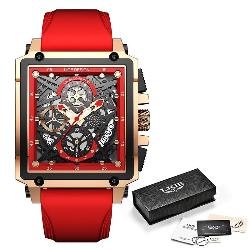 Lige Herrenuhr quadratisch Chronograph – 30M wasserdicht