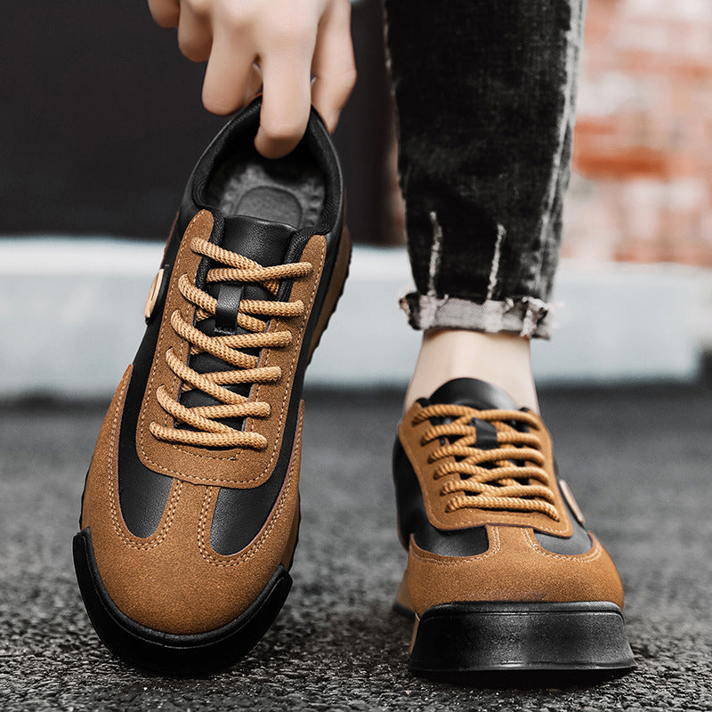 Baskets Homme Effet Cuir – Semelle Épaisse, Style Casual