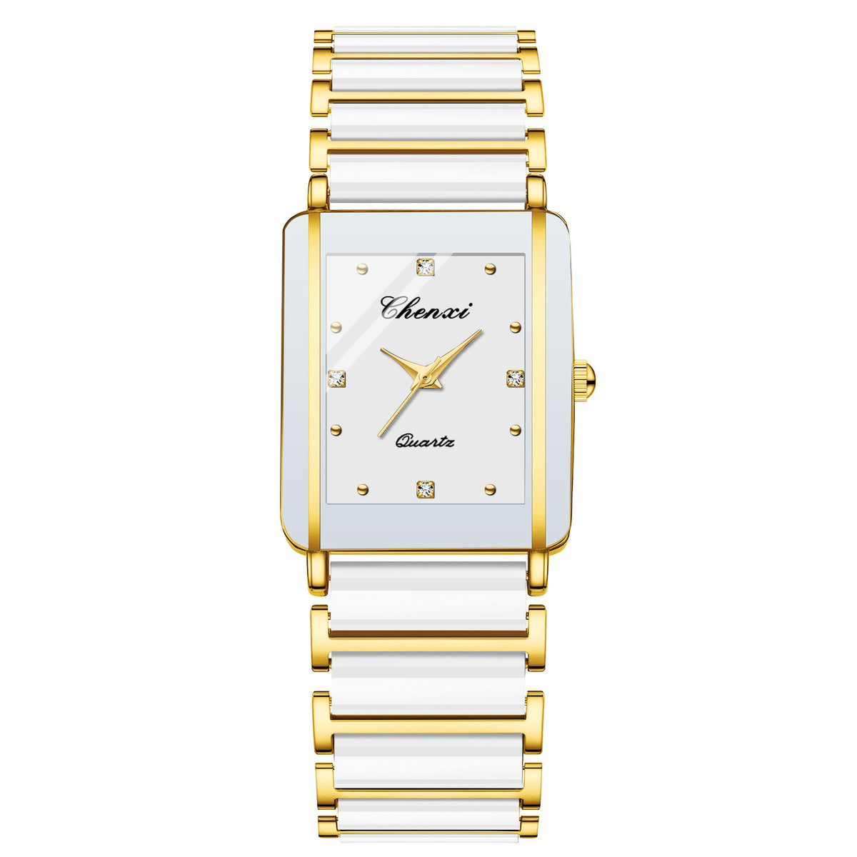 Montre Couple Carrée Céramique Quartz – Homme & Femme, Bracelet Céramique Élégant