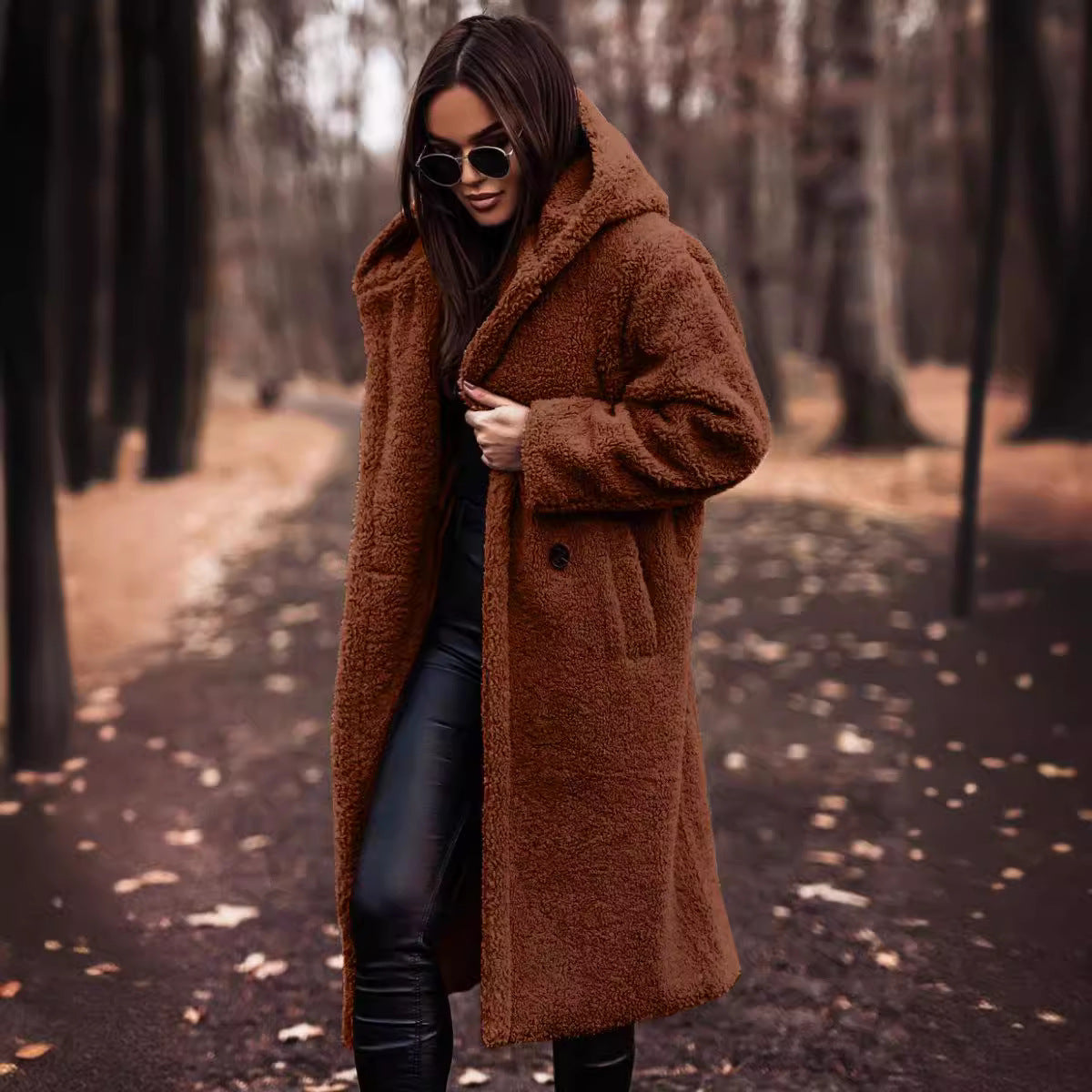 Manteau long femme à capuche – Coupe ample