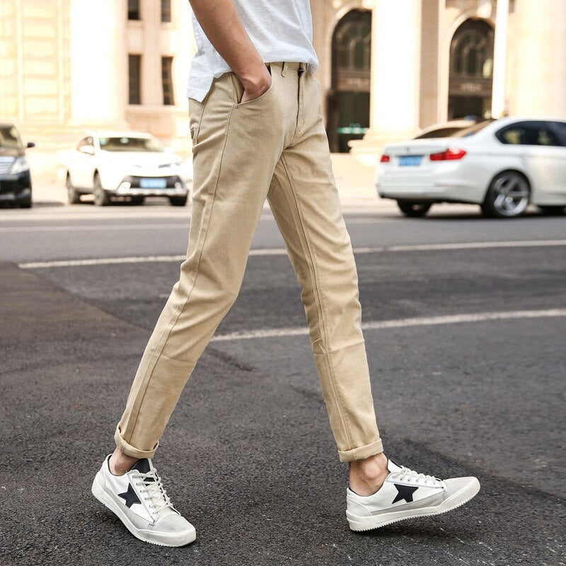 Pantalon homme slim stretch casual – Coupe ajustée jambe étroite