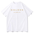 T-Shirt Femme Imprimé Lettres Dorées – Manches Courtes, Col Rond