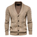 Cardigan Col V Homme Tricot Câble – Pull Long Oversize Casual Hiver