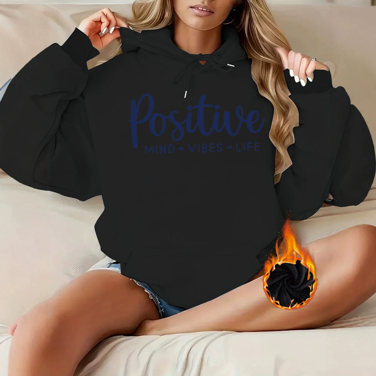 Sweat à capuche femme épais à lettres imprimées