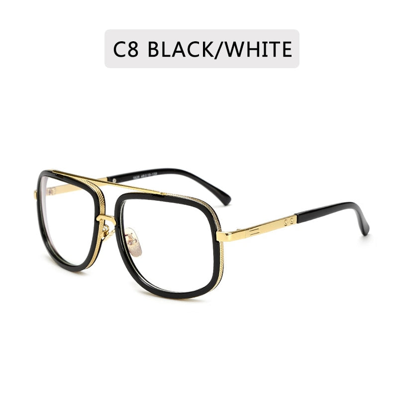 Lunettes de Soleil Grand Cadre Carré – Monture Métal Rétro Vintage Homme & Femme