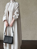 Ensemble femme en maille : robe longue col montant et gilet