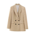 Blazer croisé femme beige à col à revers
