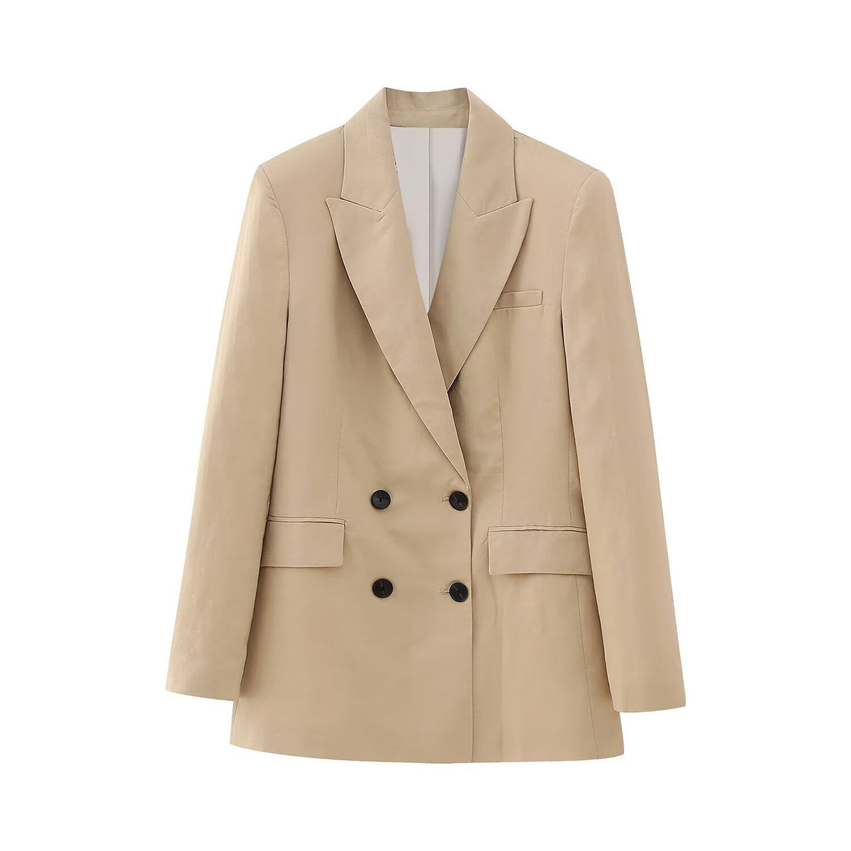 Blazer croisé femme beige à col à revers