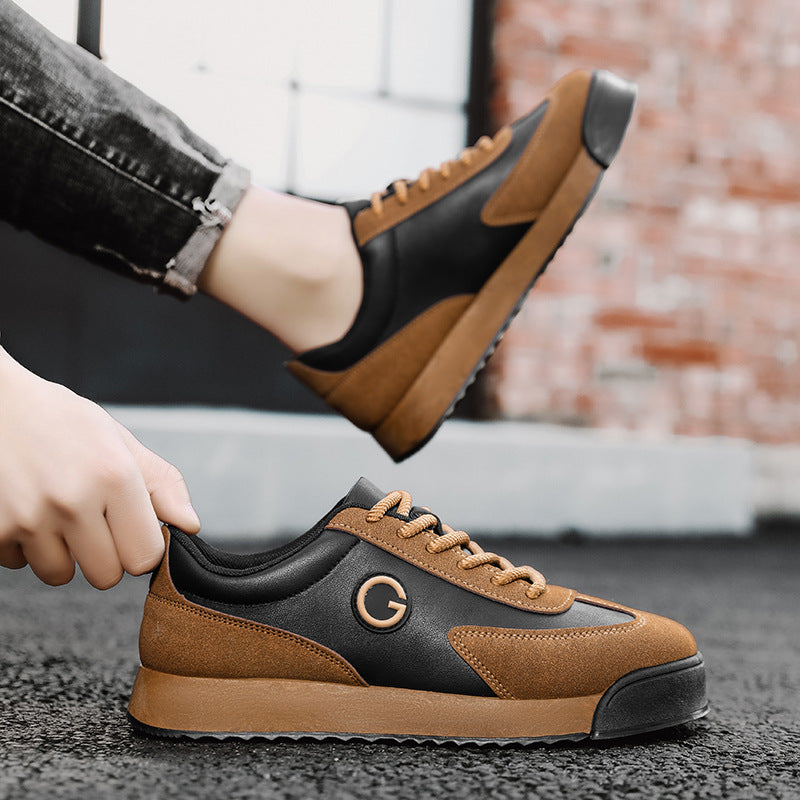 Baskets Homme Effet Cuir – Semelle Épaisse, Style Casual