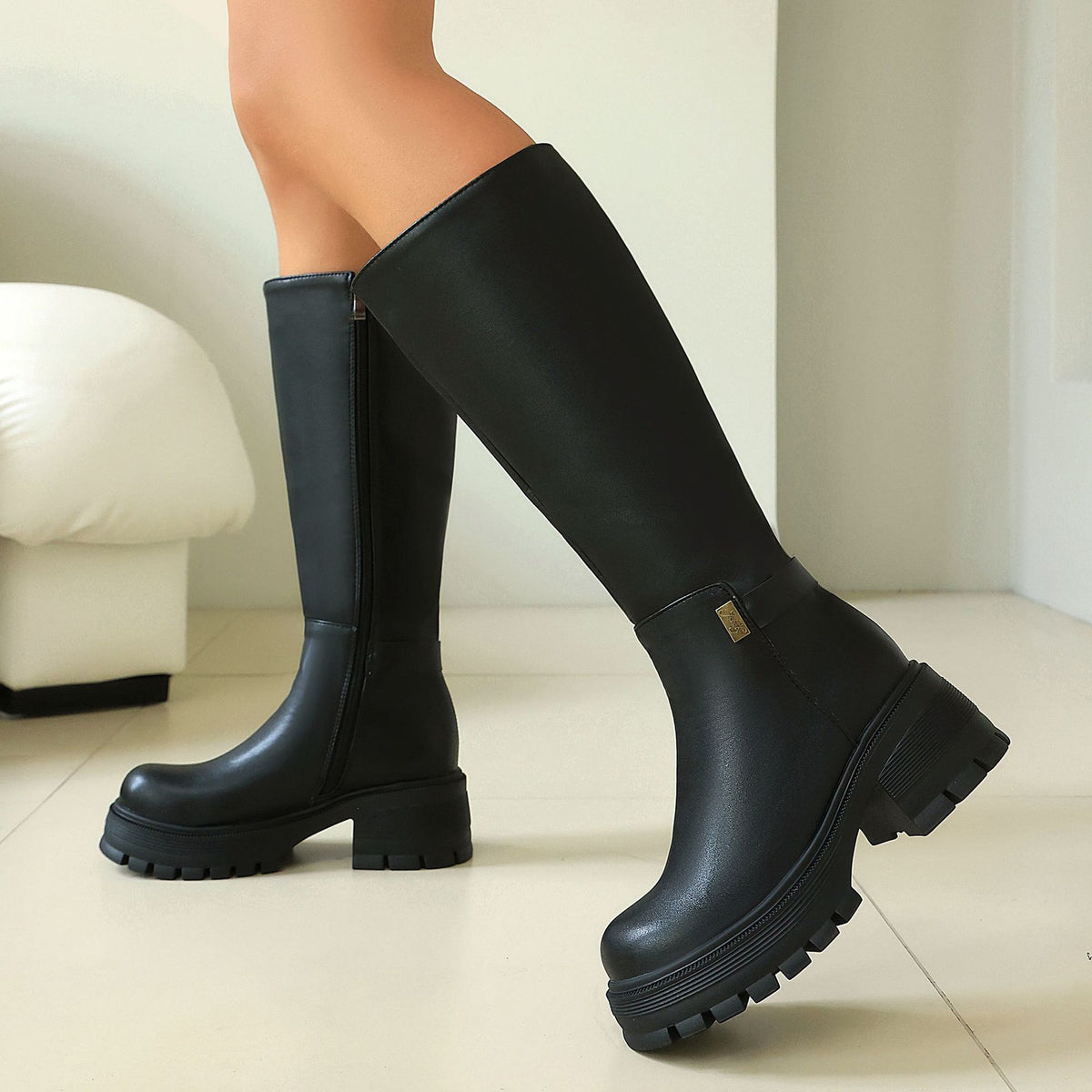 Cuissardes Talon Haut Femme – Suédé Synthétique, Style Punk, Talon Épais Automne/Hiver