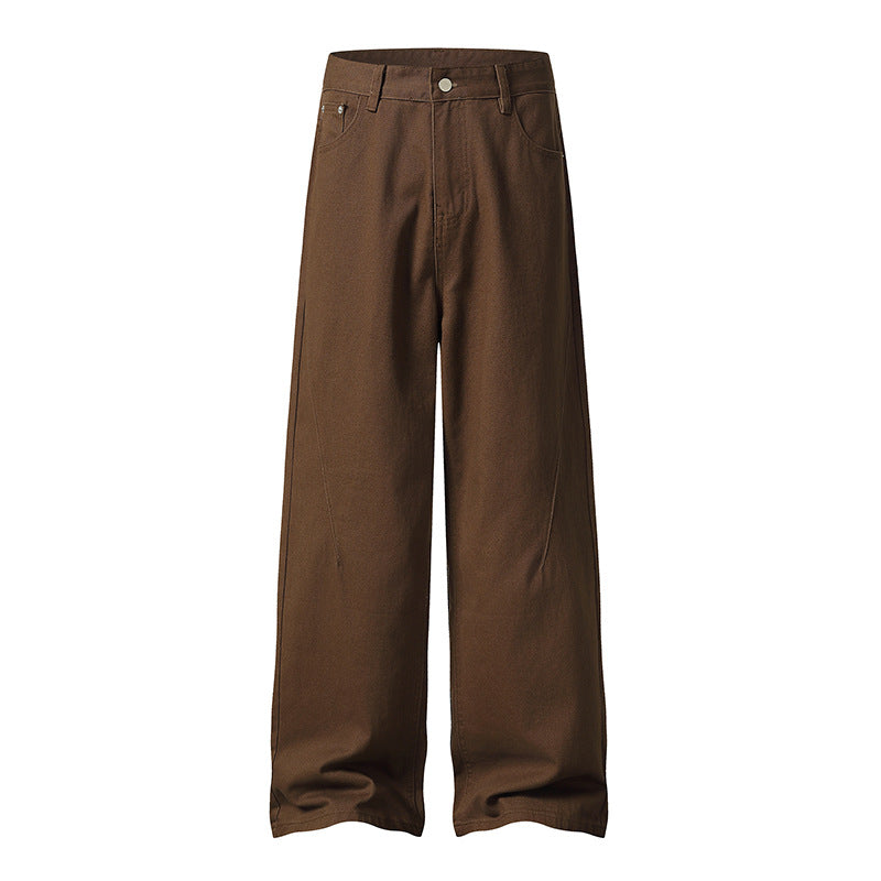 Pantalon droit taille mi-haute – Coupe droite, fermeture éclair, style streetwear