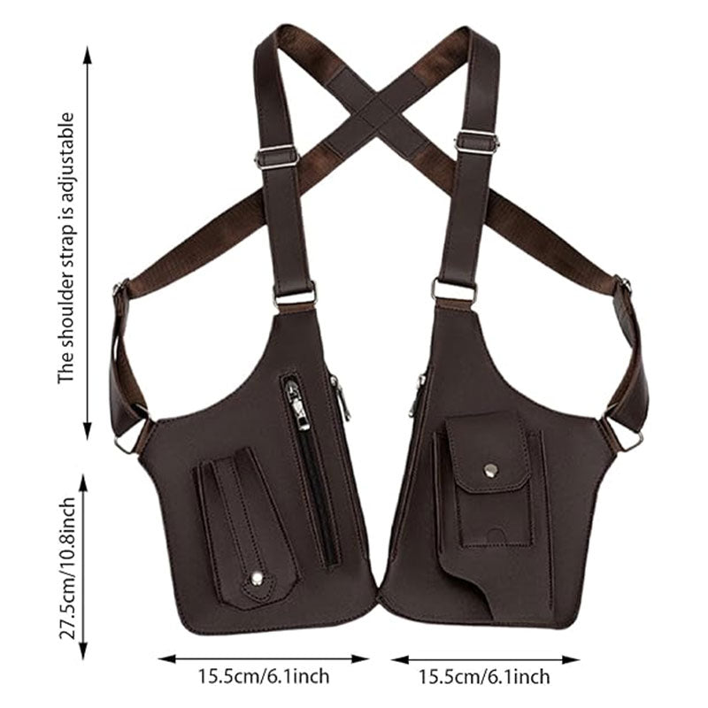 Sac double sous-bras en simili cuir à sangles réglables