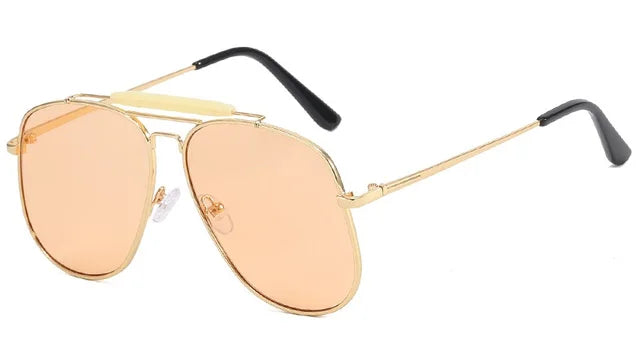 Women's Aviator Sunglasses – Double Metal Bridge, Grey UV400 Lenses