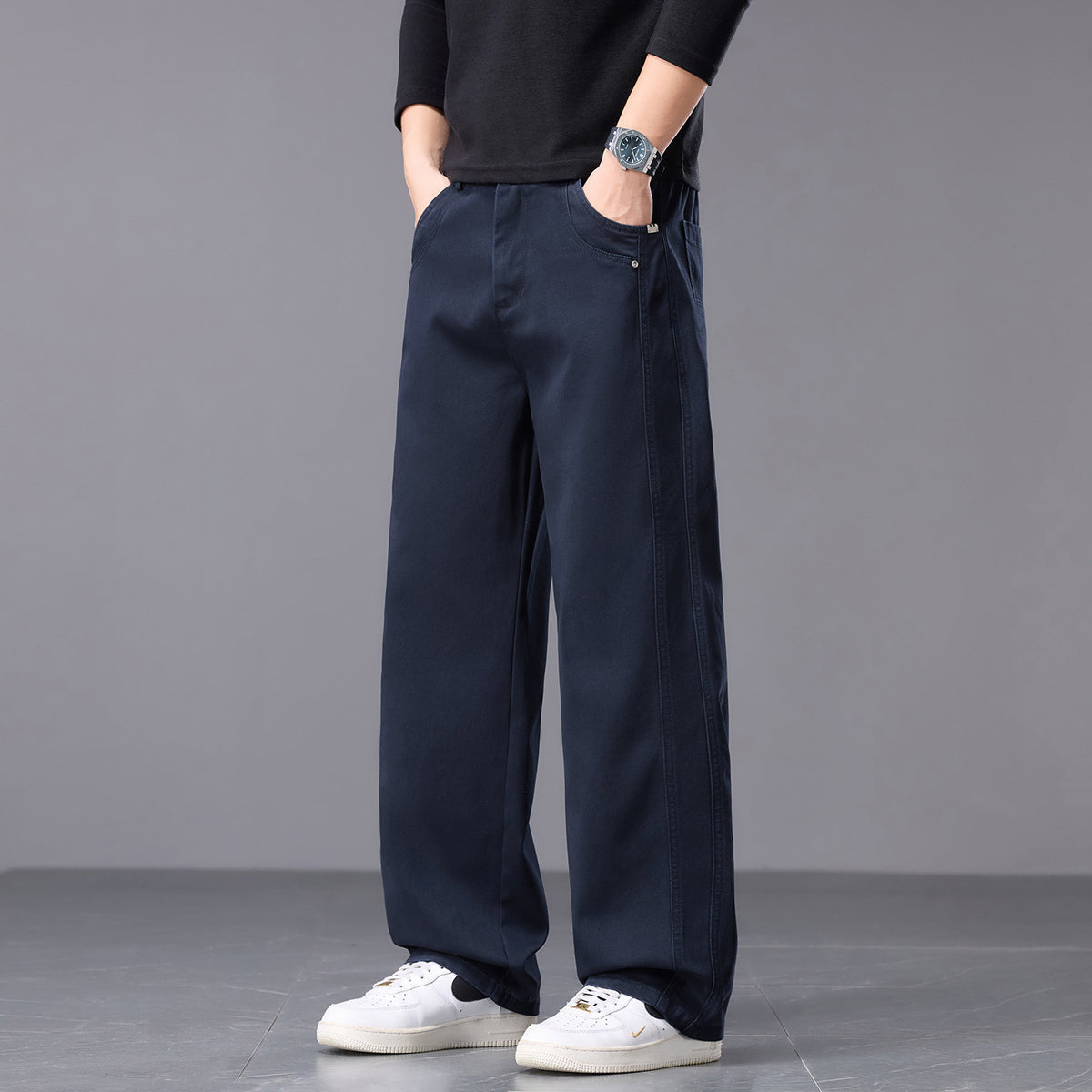 Pantalon homme effet jean coupe droite – Casual tendance, 3 coloris