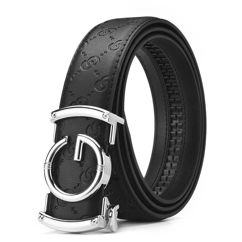 Ceinture homme en cuir à motifs et boucle automatique