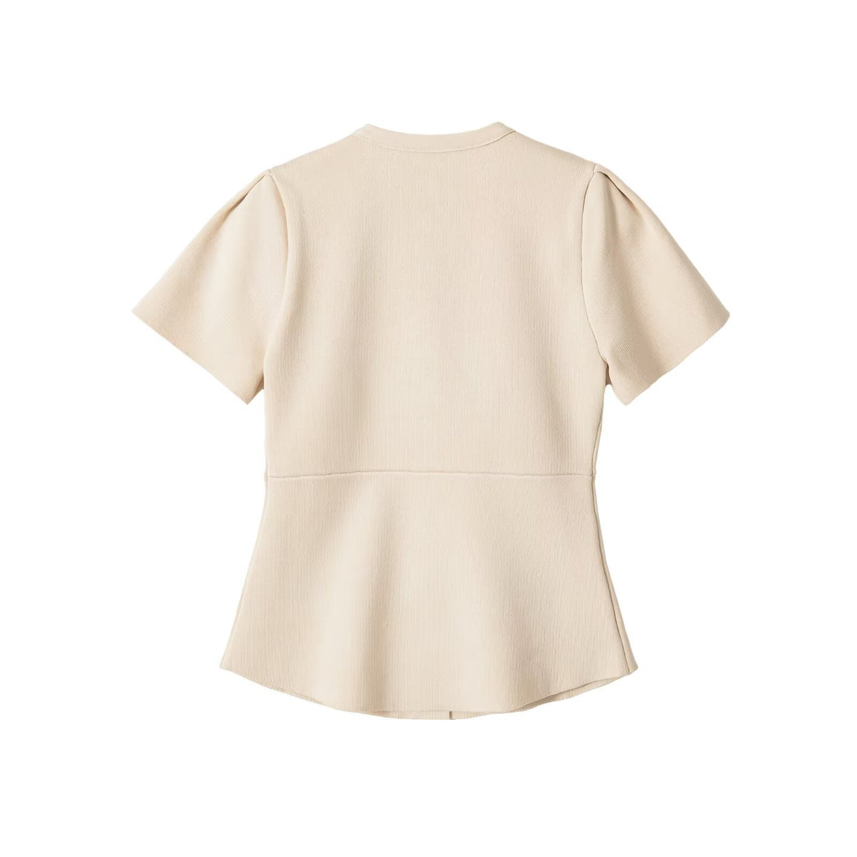 Veste Manches Courtes Bouffantes Col Rond – Coupe Évasée