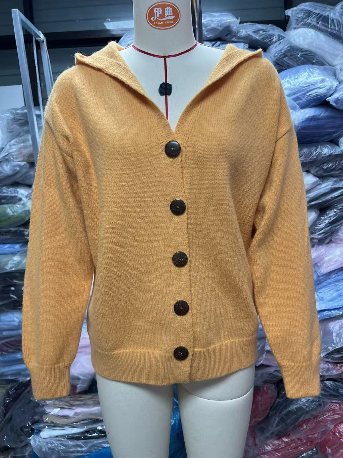 Damen-Strickjacke mit Kapuze, geknöpft, Kaschmir, große Größen, 9 Farben