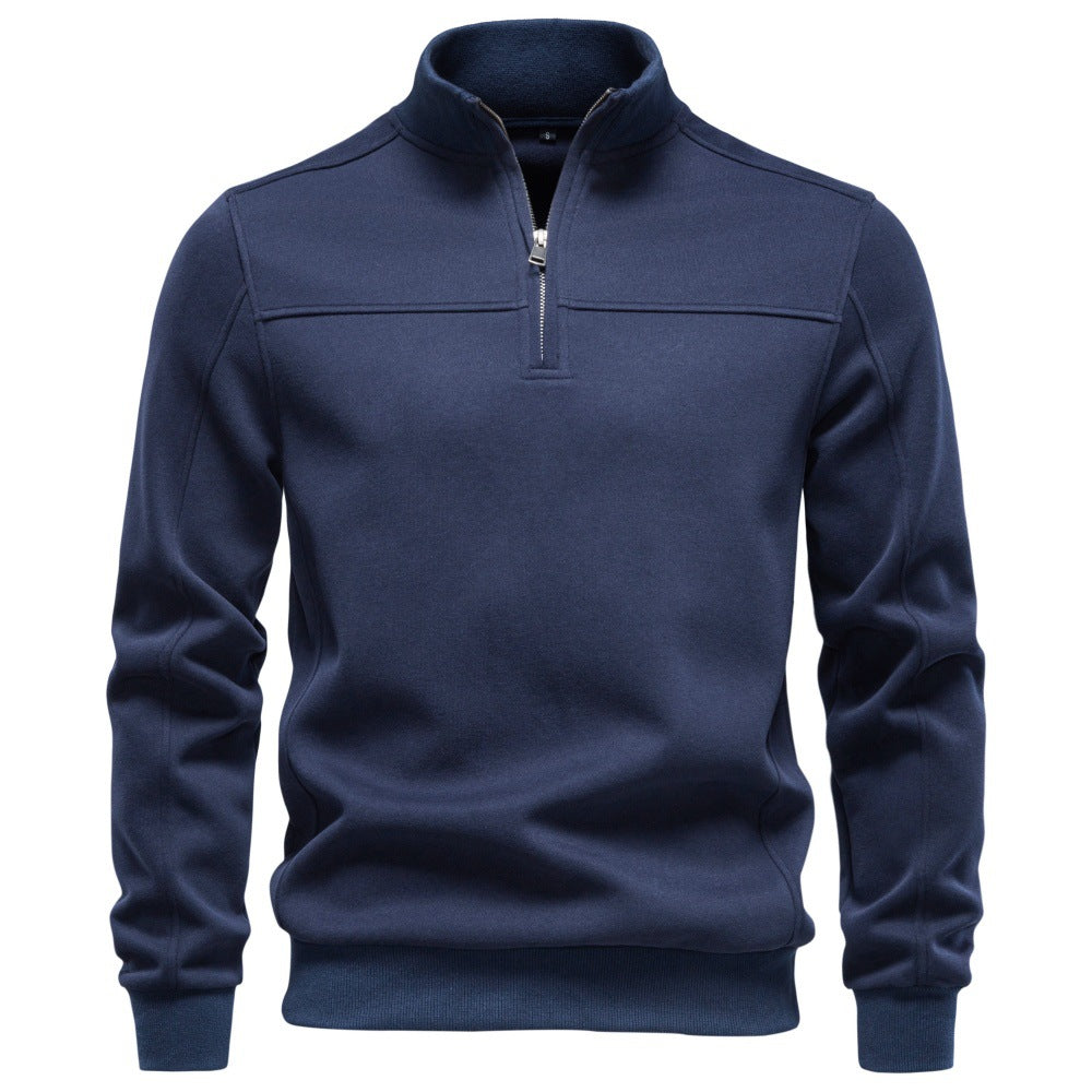 Sweat homme à col montant demi-zippé