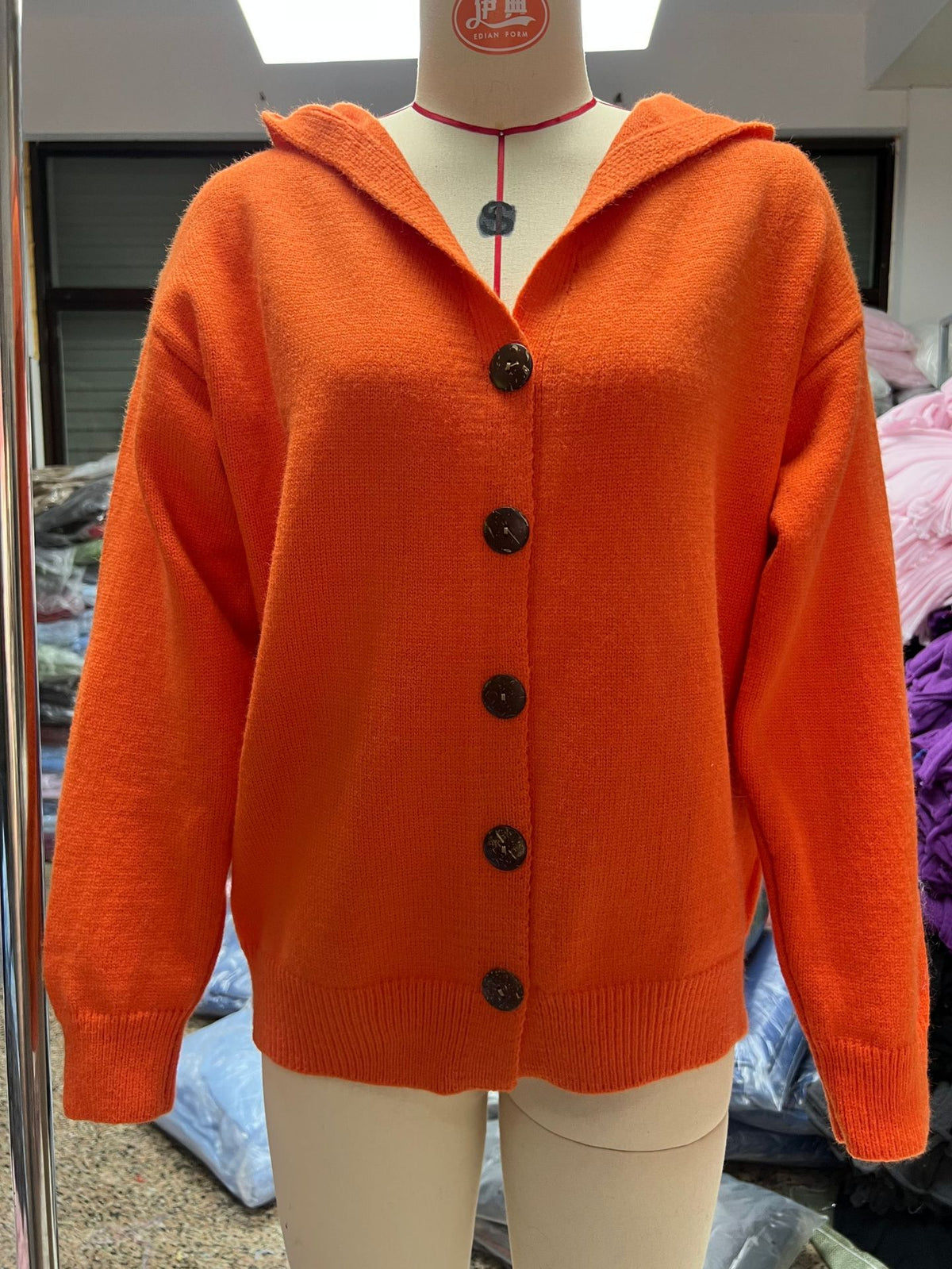 Damen-Strickjacke mit Kapuze, geknöpft, Kaschmir, große Größen, 9 Farben