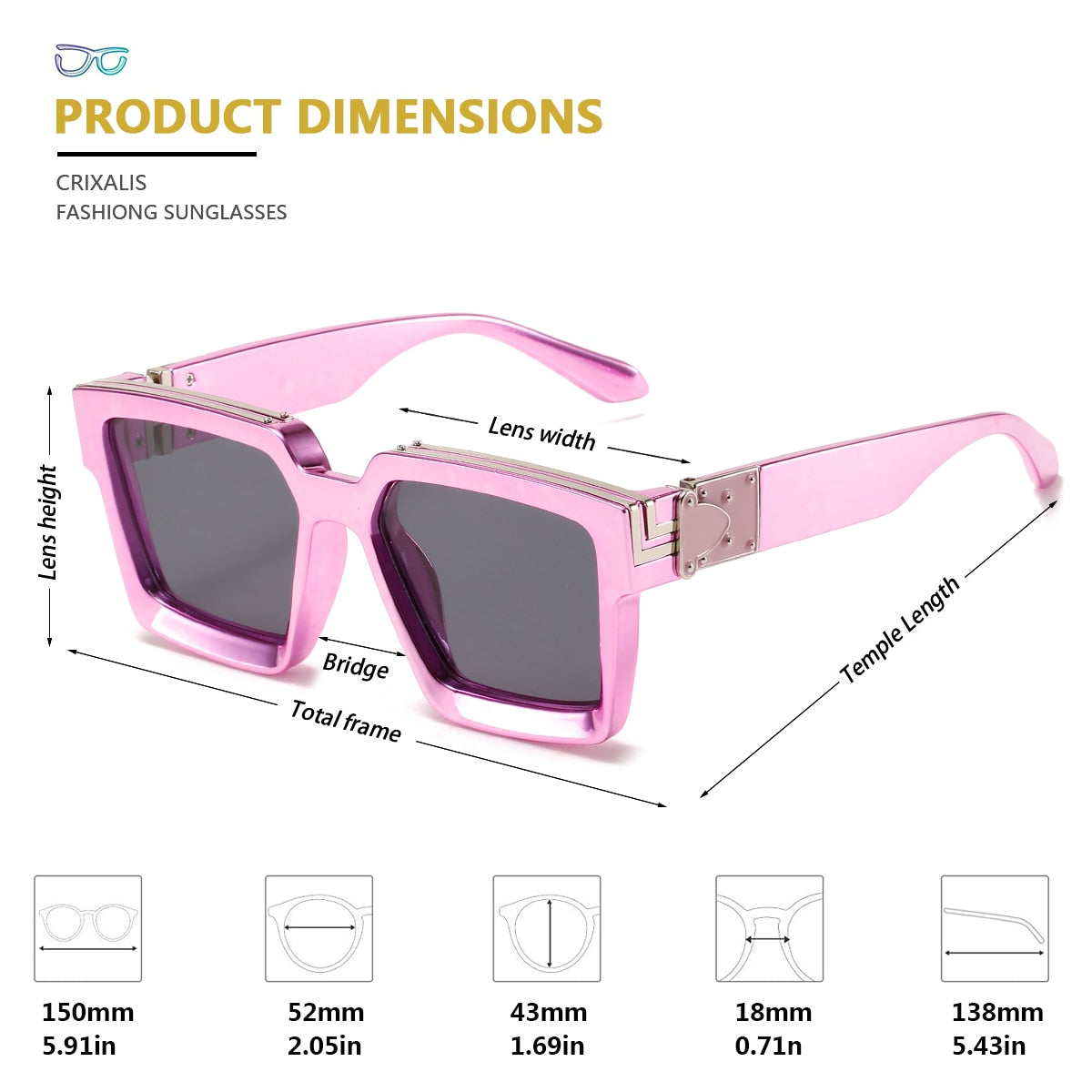 CRIXALIS Steampunk-Sonnenbrille – Quadratischer Vintage-Stil, 21 Farben, Unisex