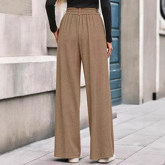 Pantalon Large Femme – Coupe Droite et Taille Mi-Haute