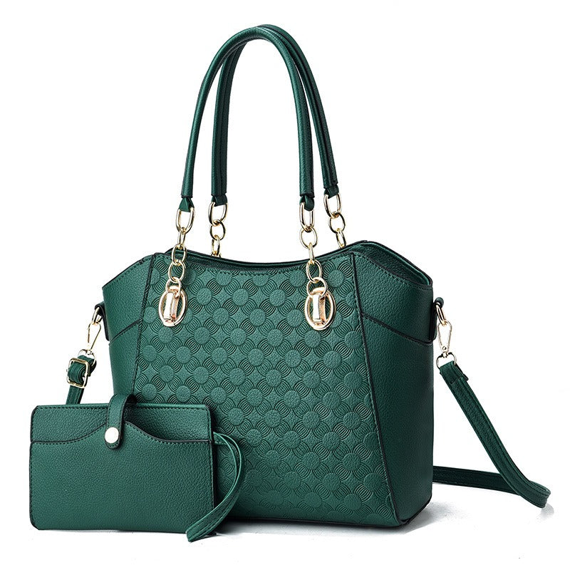 Large 2-in-1 Women's Tote Bag – Retro Style PU Leather Chain Tote Bag
