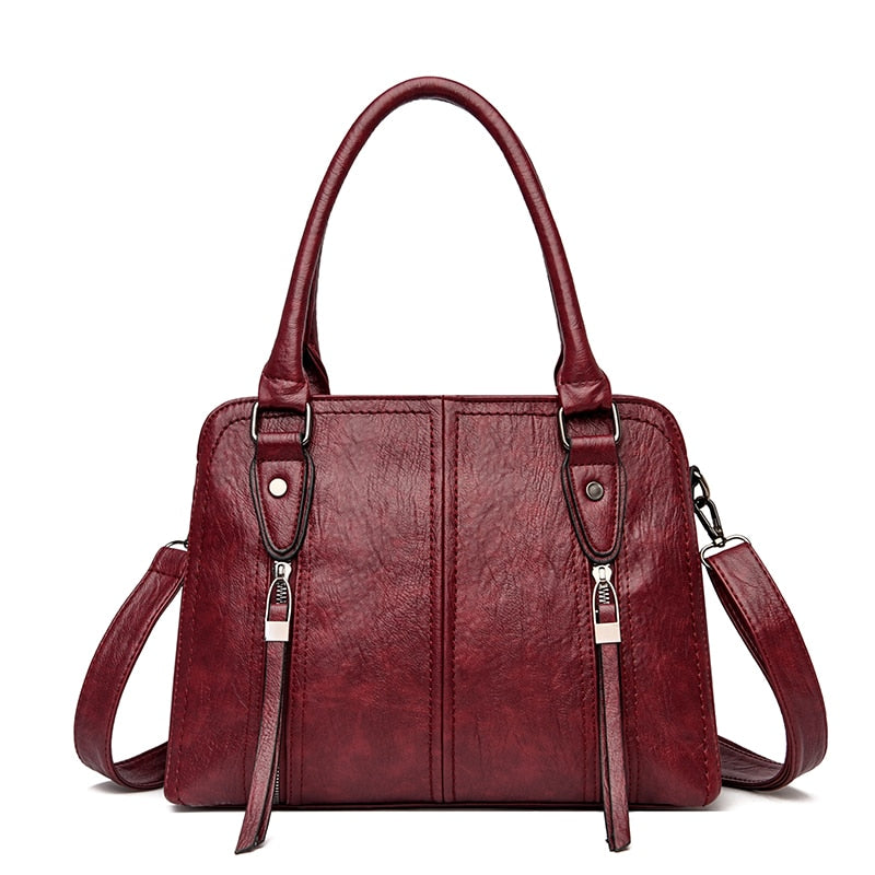 Women's Faux Leather Retro Large Capacity Handbag – Casual Chic Shoulder Bag