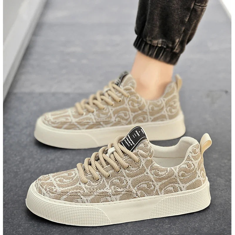 Sneakers Toile Graffiti Homme – Chaussures Basses Vulcanisées Style Skateboard