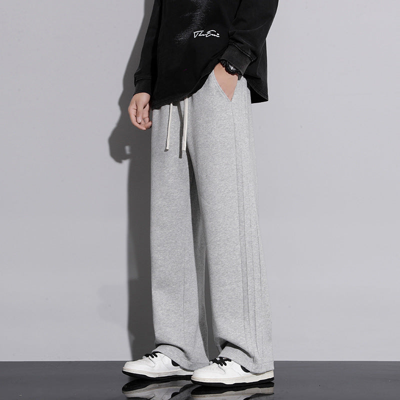 Pantalon homme large fluide – Jambe droite, taille à cordon, style chic décontracté