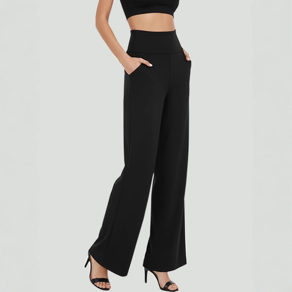 Pantalon large femme avec poches – Coupe droite, style casual