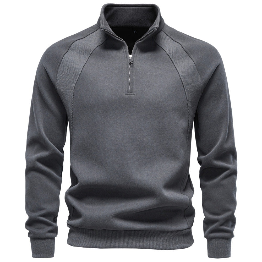 Sweat Homme Demi-Zip Col Montant – Manches Raglan