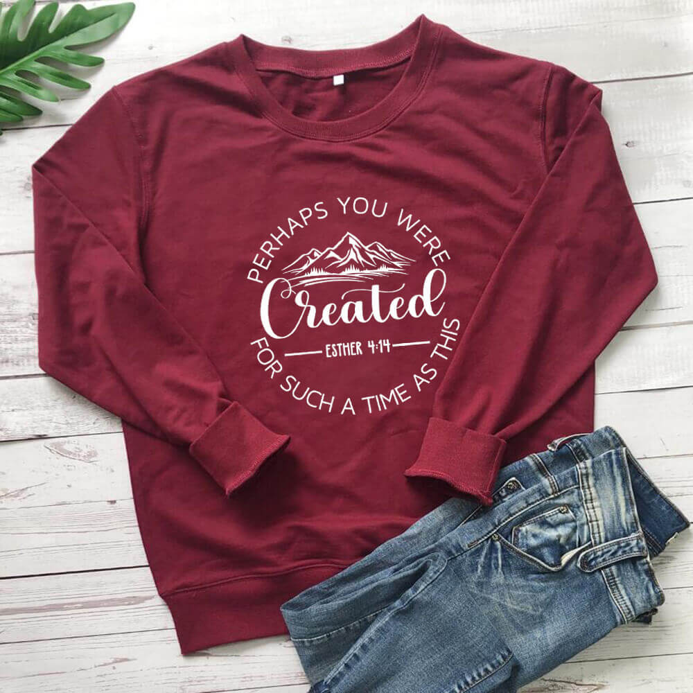 Sweat femme ample imprimé « Maybe You Were Created »