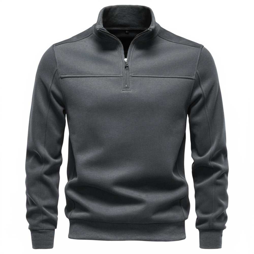 Sweat homme à col montant demi-zippé